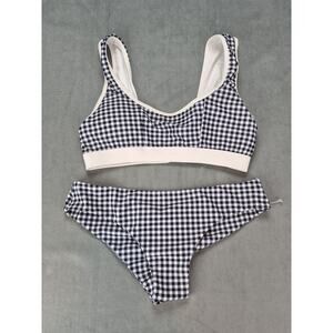 Khongboon Checkered Check Black & White Bikini Top and Bottom NWOT Womens L